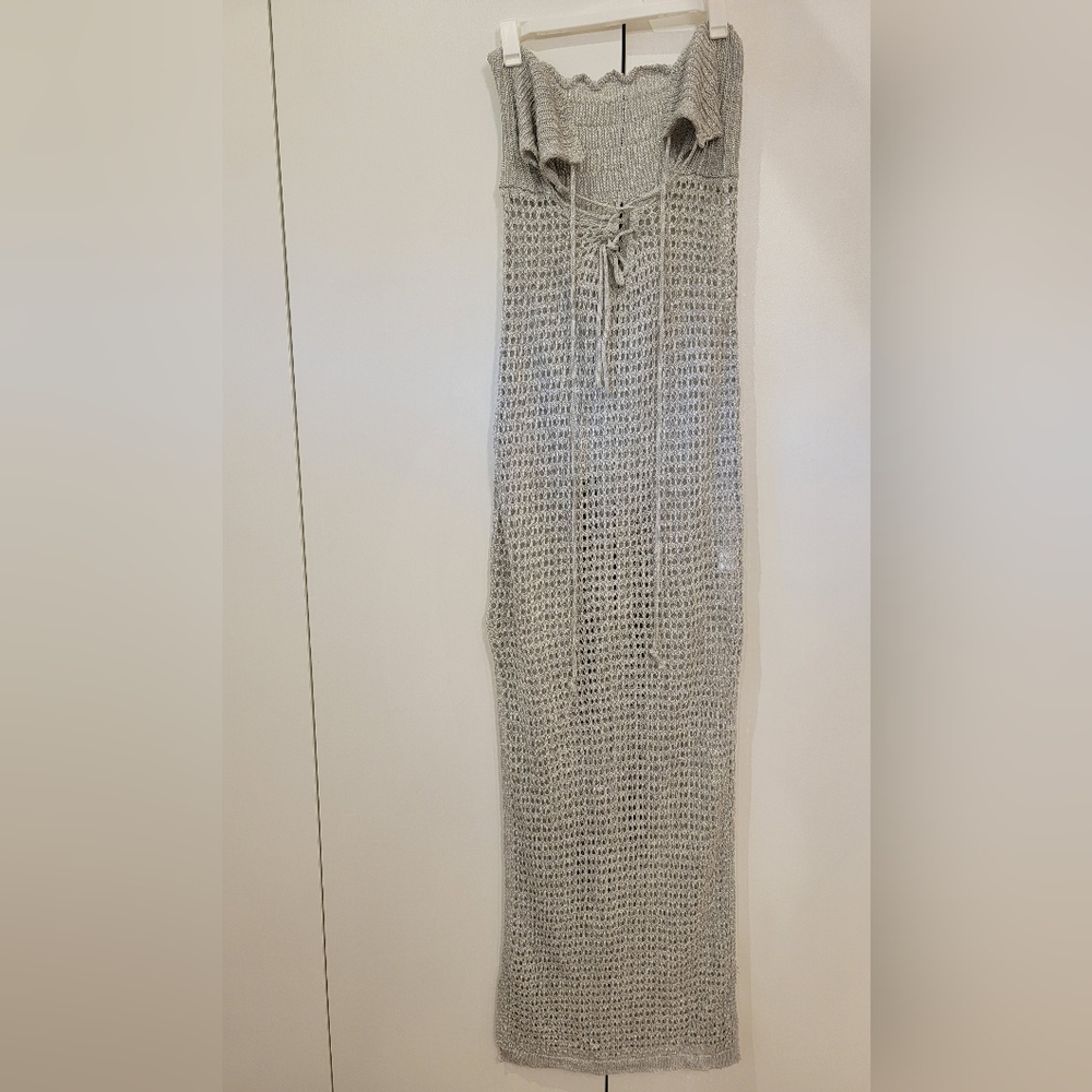 Woven silver cover-up